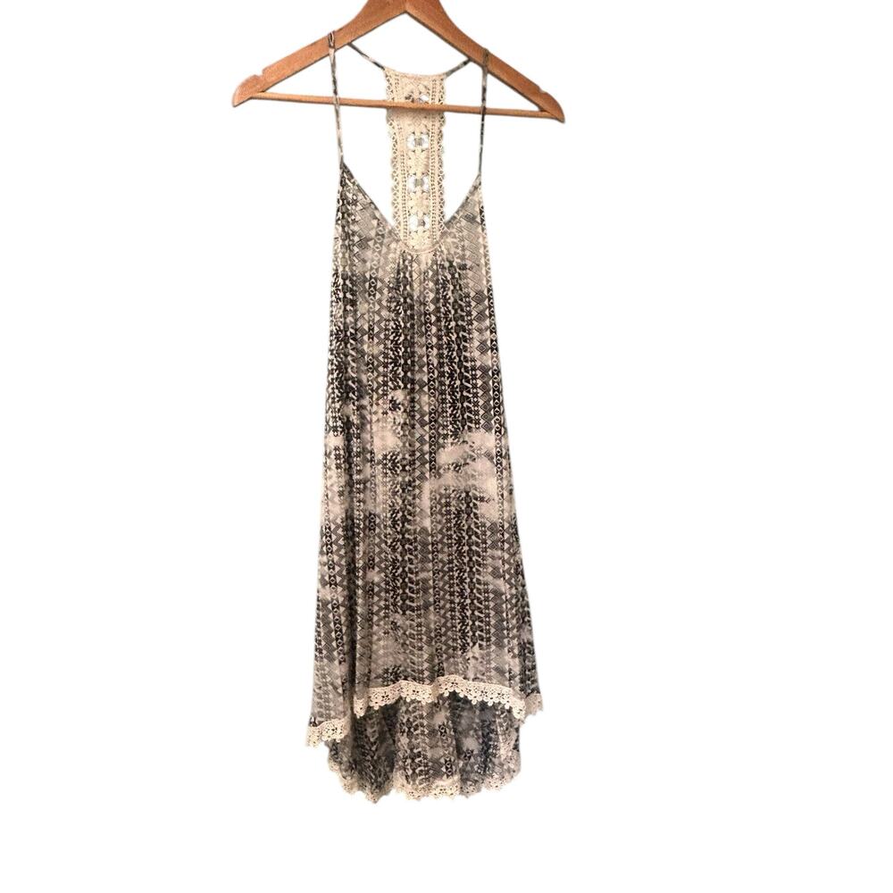 Women’s Black & Cream Crochet Accent Swim Cover-Up Dress